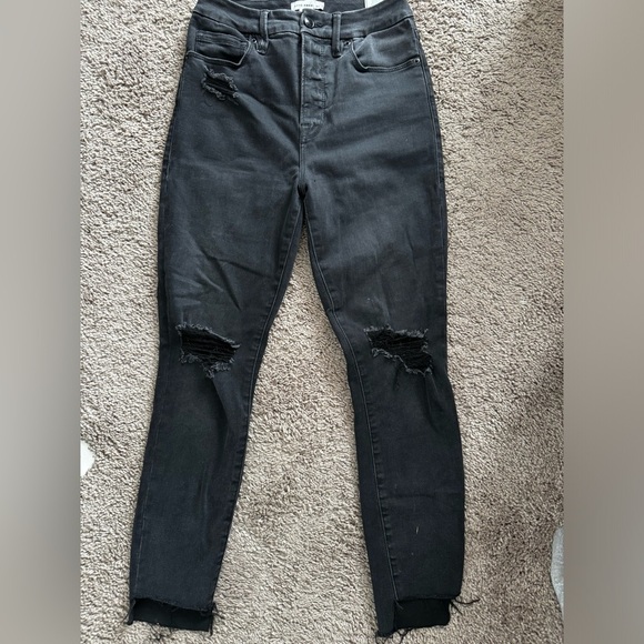 Good American Black Jeans Distressed Knees - Picture 2 of 6